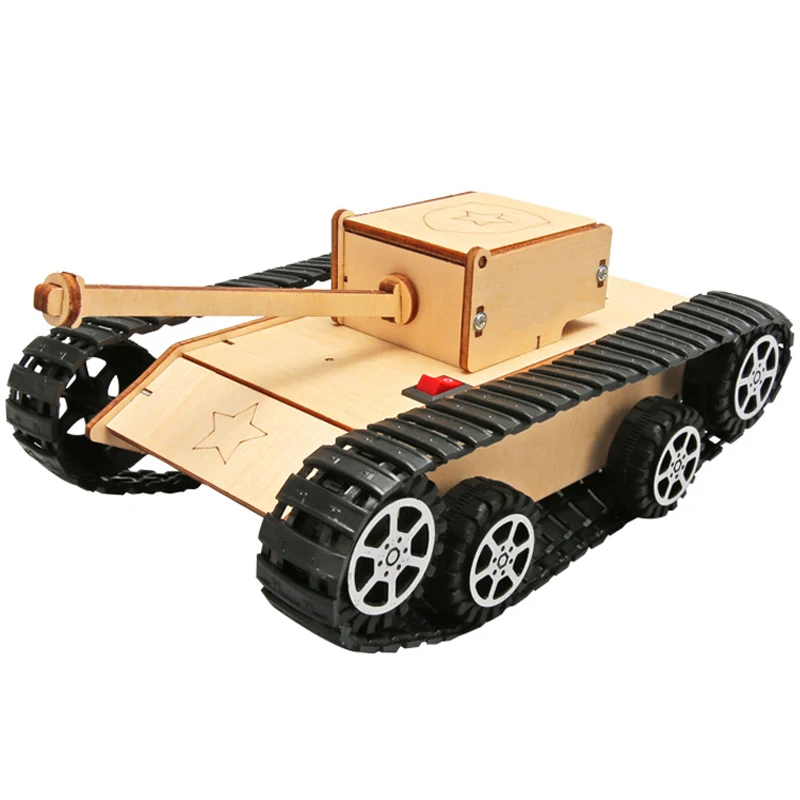 DIY Wooden 3D Puzzle Tank Model Science Kit  Assembly Toys Rc Tank Physics Electronic School Project Scientific Experiment Toys