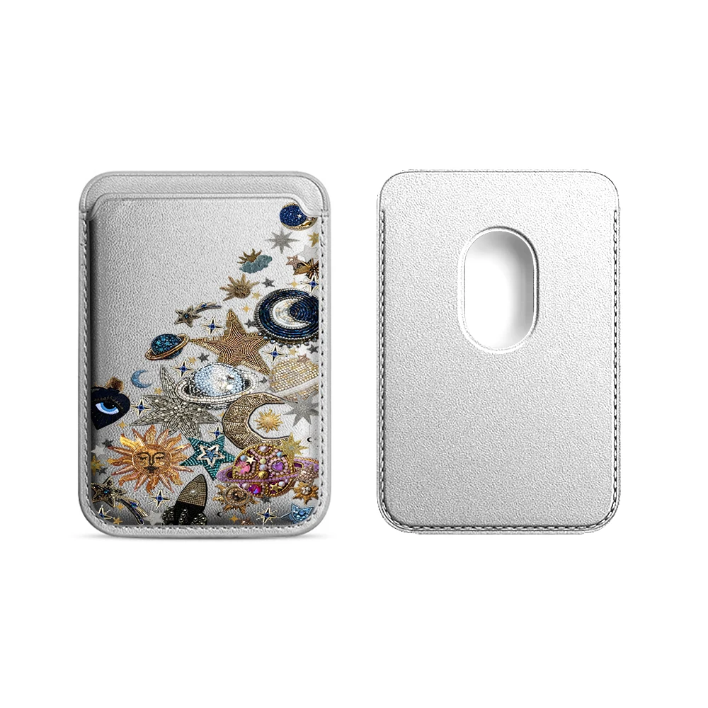 Golden Stars Moon Y2K Leder-Kartenetui Handyhülle Kartenhalter Magnetische Hülle Geeignet für alle iPhones mit Magsafe-Kartenfunktion – Detail 21