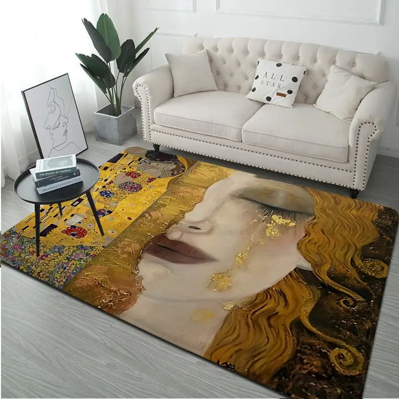 Gustav Klimt The Kiss Bath Mat INS Style Soft Bedroom Floor House Laundry Room Mat Anti-skid Hotel Decor Mat