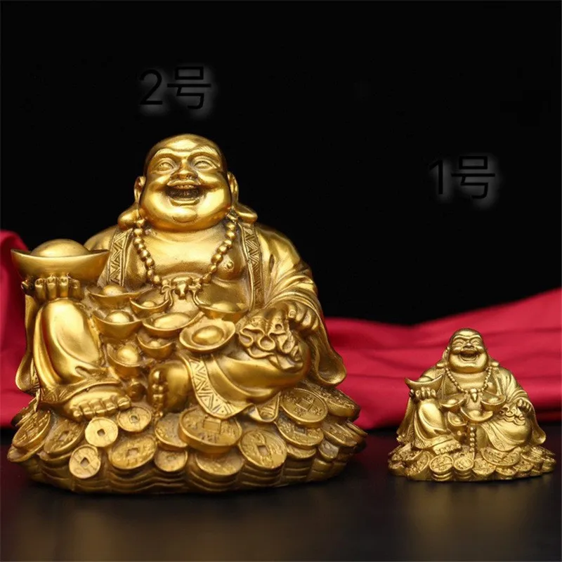 

Brass Sitting Ornament, Copper Money Maitreya Buddha, Home Office Desktop Car Decoration Gift Craft