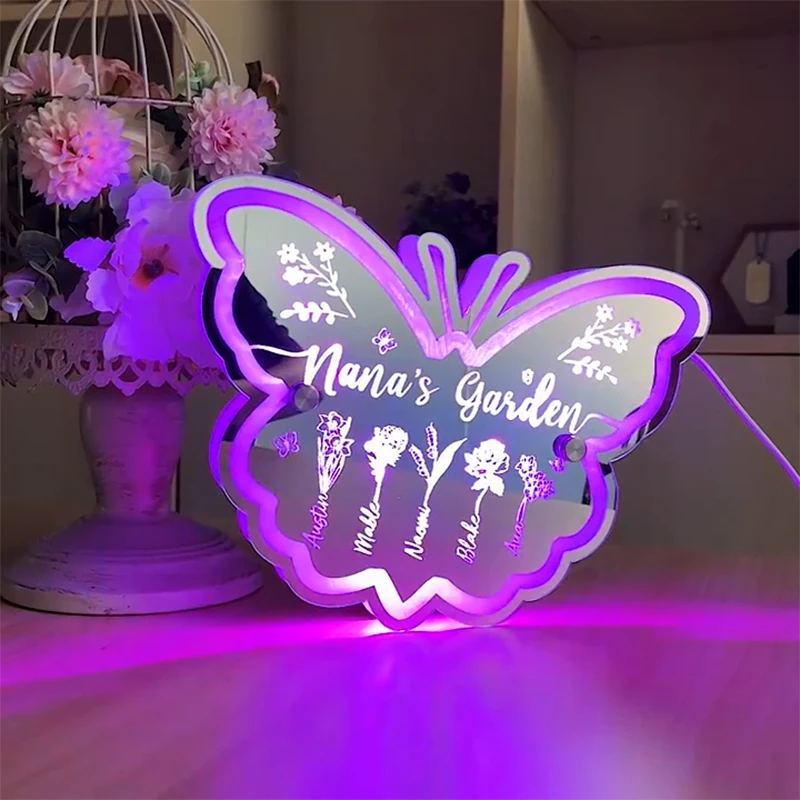 Luz de néon personalizada do espelho do nome para a decoração da parede