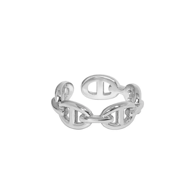 Anillo de diseño personalizado con nariz de cerdo hueca multicapa de estilo minimalista a la moda Ins, versátil para novias, anillo dulce y suave