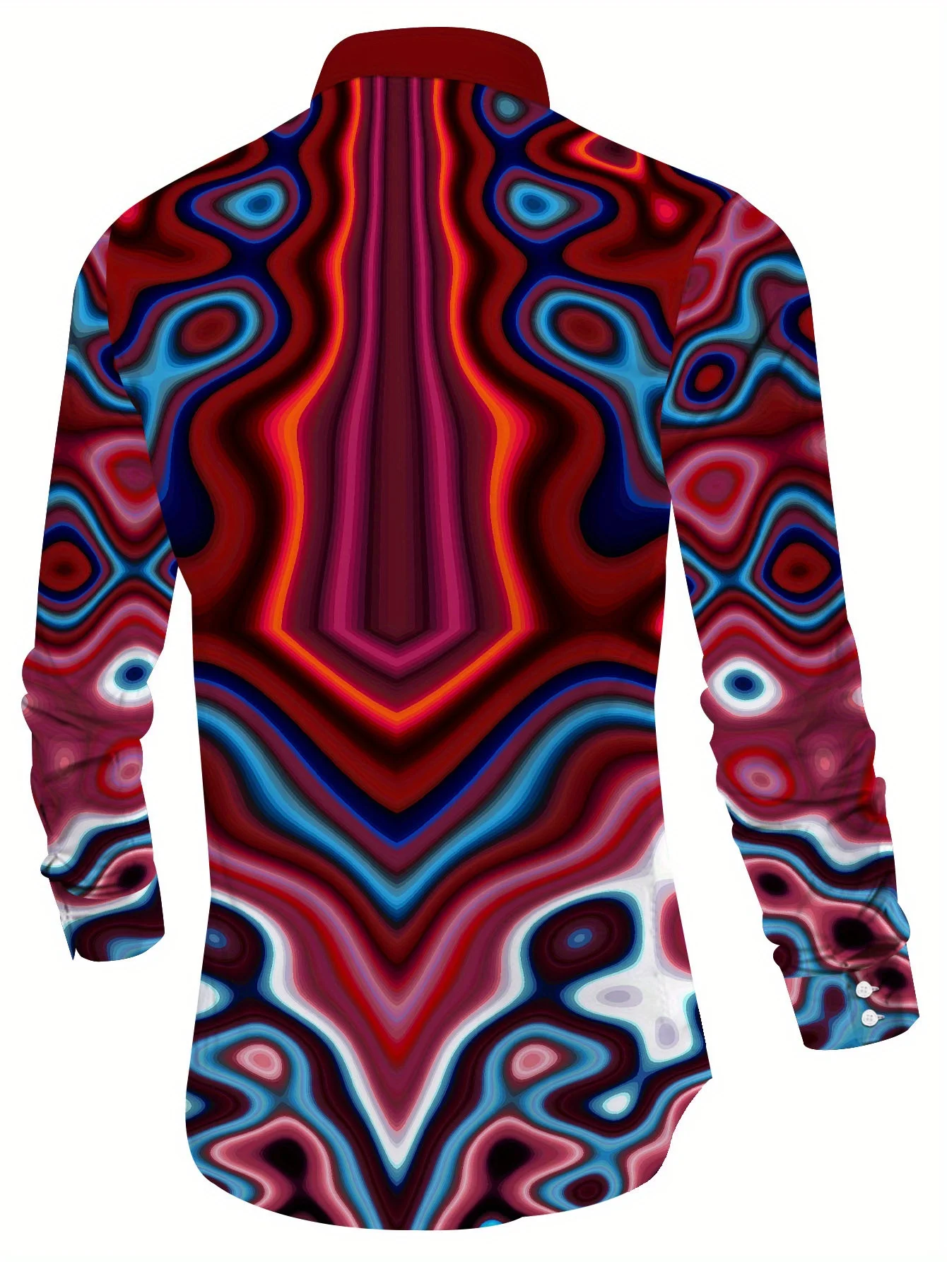 Men'S Plus Size Stylish Ship and Compass Print Shirt - Long Sleeve, Casual Button-Up with Lapel Collar, Perfect for Spring