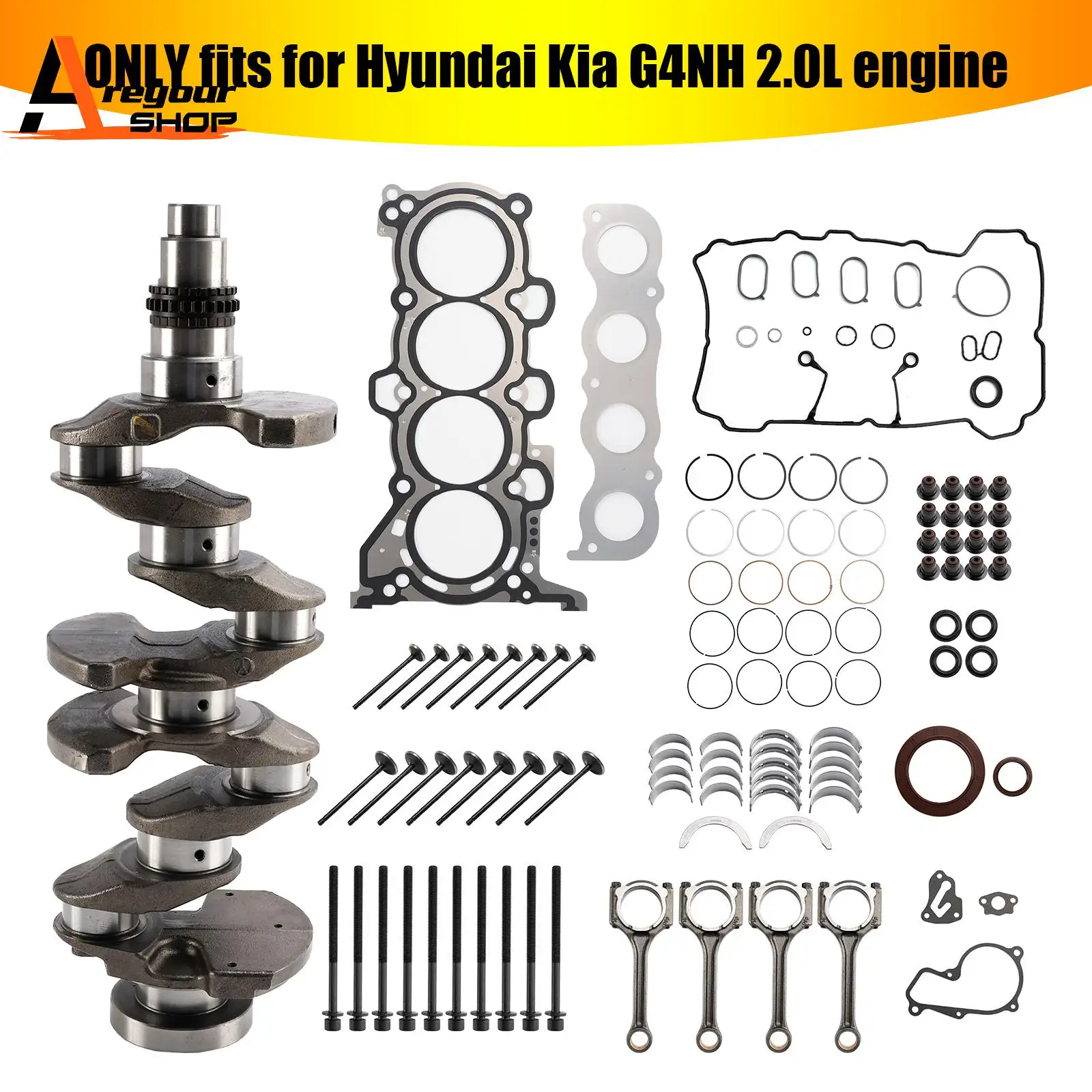 

G4NH 2.0L Engine Overhaul Rebuild Kit Crankshaft Con Rods for Hyundai Elantra