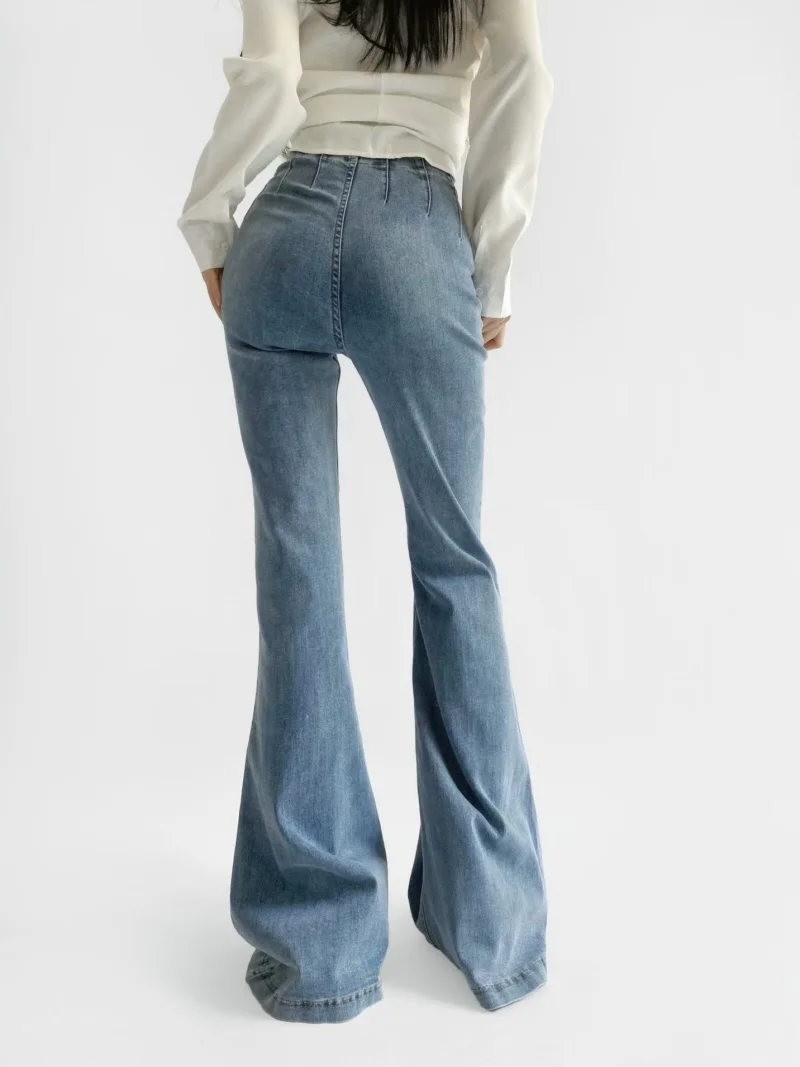 Streetwear Denim Trousers Spring Clothing Women 2026 High Waist Butt Lift Flare Jeans Female Retro All-Match Slim Fit Jean Pants