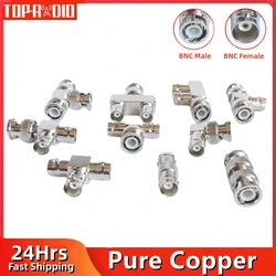 Koperen BNC Connector Kit BNC Man Vrouw naar Q9 Adapter 90 Graden Haakse T Type 3-weg 4-weg Splitter RF Coaxiale Converter