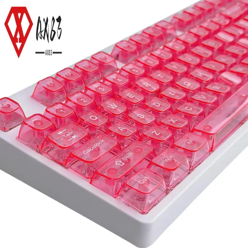

AX83-Transparent Jelly Keycap Set 115 Key Custom Pink Key Cap Artisan Mechanical Keyboard MX Switch Point Keycap