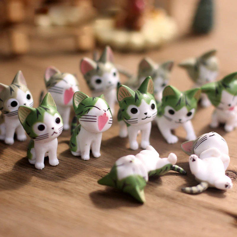 1Pcs 4cm Simulation Mini Cat Animal Model Small Resin Miniature Figurine Naughty Pet Gift DIY Garden Supplies