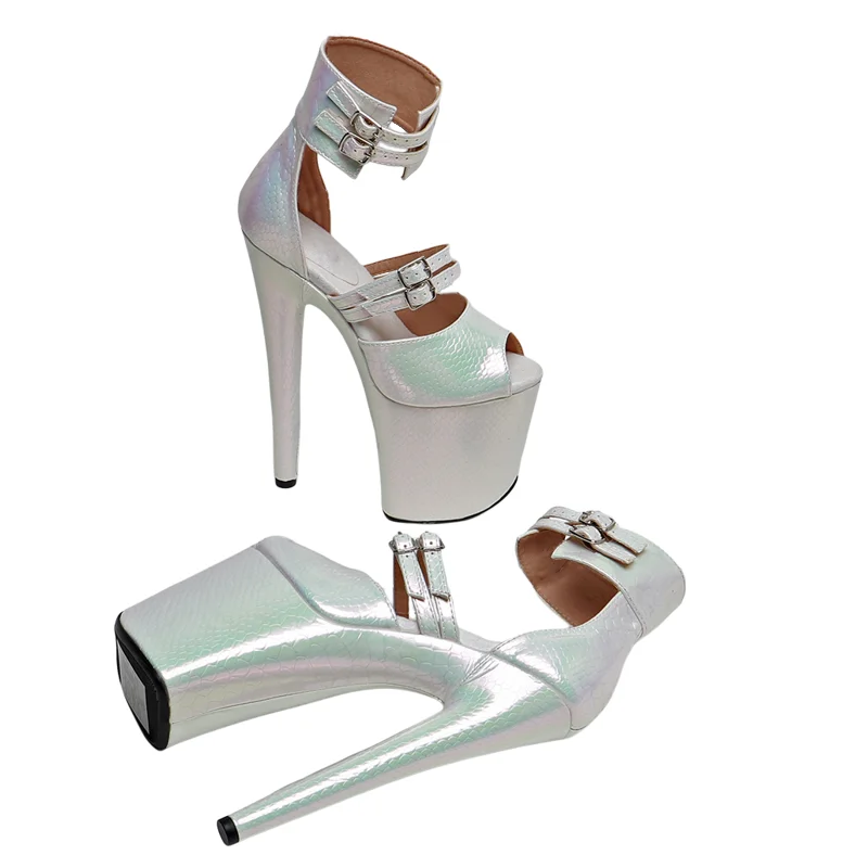 Leecabe 20cm/ 8inches Shiny Snake PU Upper Trend Fashion Platform High Heel Sandals Stripper Heel Pole Dance Shoes