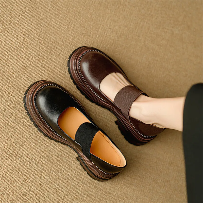 New Spring Sheepskin Women Shoes Round Toe Women Pumps Platform Shoes for Women Zapatos Mujer Concise Loafers Ladies Shoes