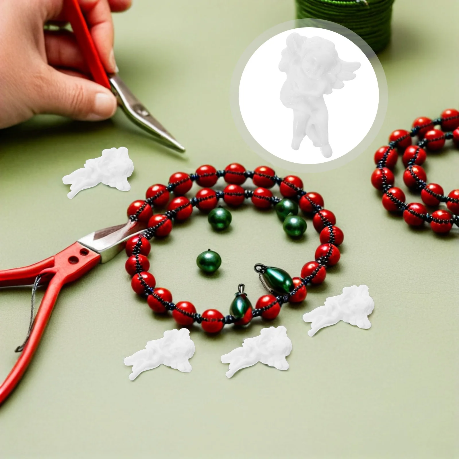 

100Pcs Resin Angel Pendant Miniatures with Elegant Flatback Design for DIY Jewelry Craft Christmas Ornament Decorations Cupid