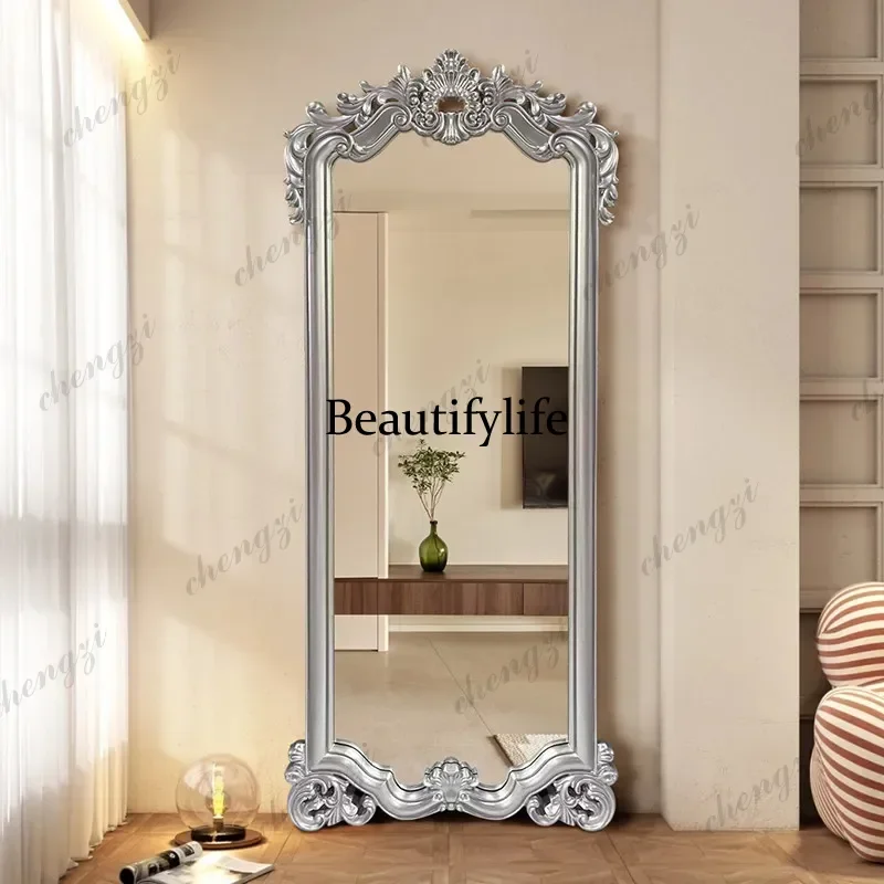 Nordic Floor Decorative Mirrors Luxury Standing Princess Long Mirrors Full Body Living Room Espejos De Piso Home Decorations