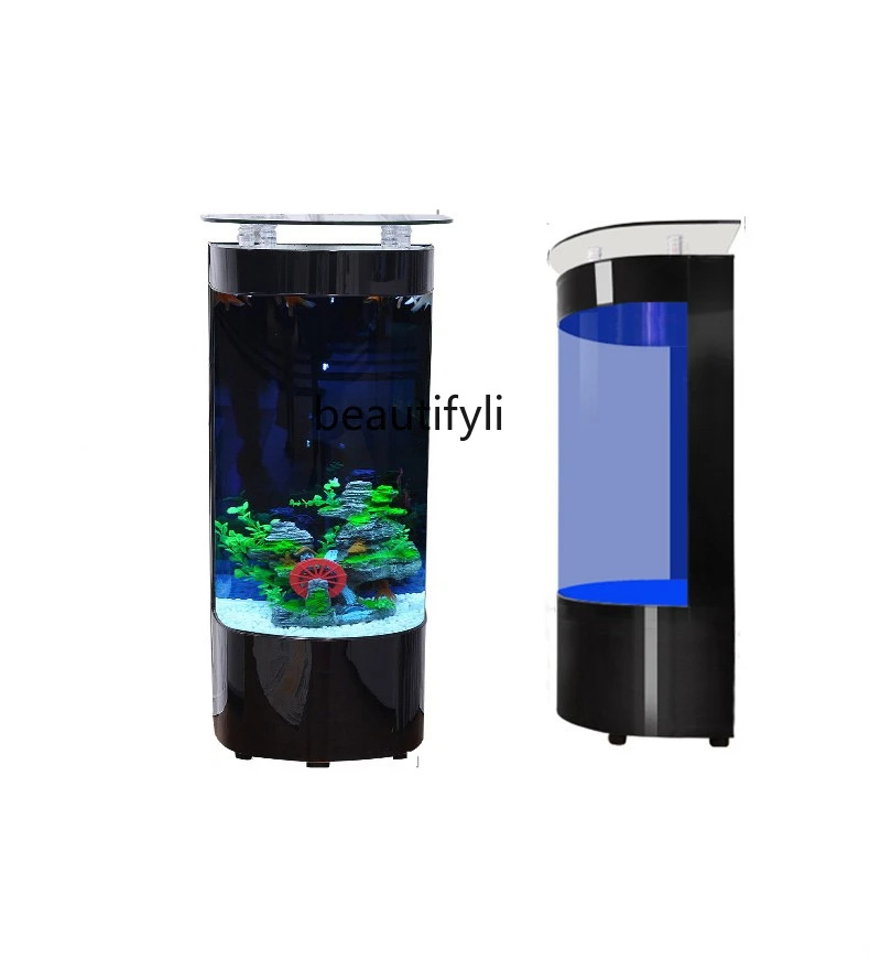 

Fish Tank Living Room Small Change Water Floor Household Semicircle Medium and Large Glass Ecological Aquarium