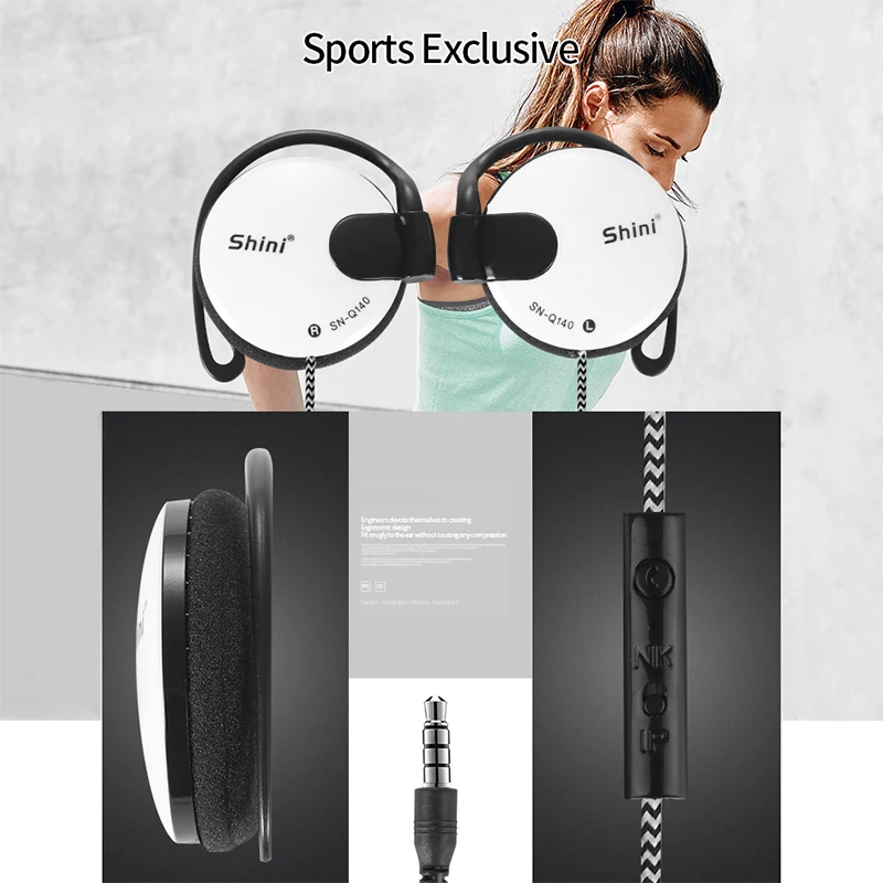 NEW 3.5mm Wired Bass Headphones Ear Hook Headset Sports Music Game Wired Earpiece For Mp3 Computer Mobile Telephone