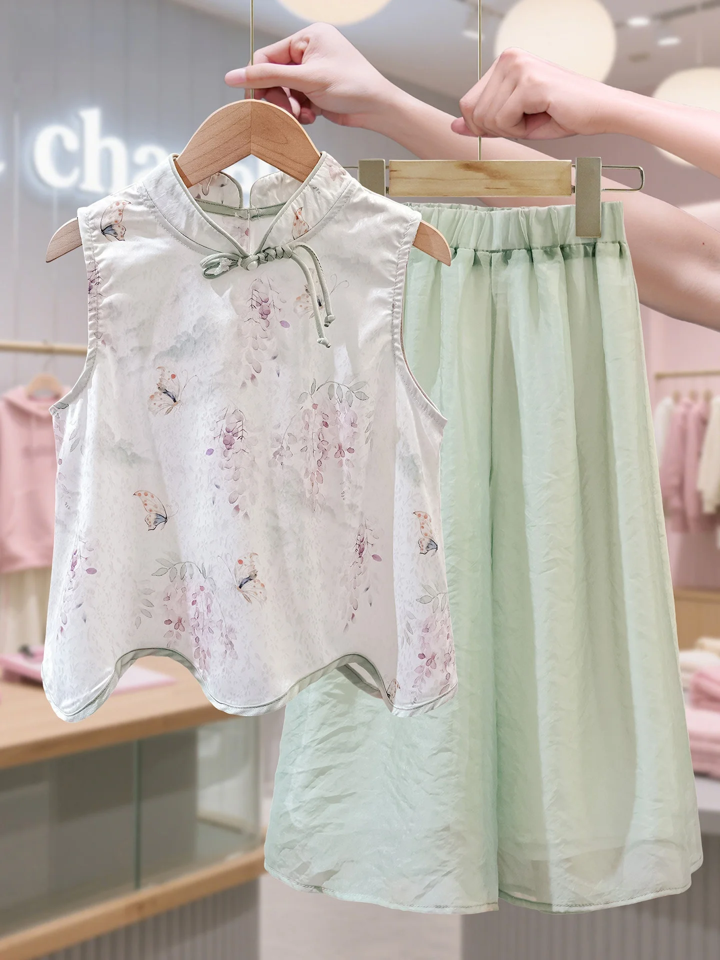 la-chapelle-children's-summer-outfit-thin-two-piece-set-for-girls-new-2026-traditional-chinese-style-moisture-wicking-cool-fe