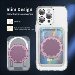 Clear Magnetic For Magsafe Wallet Case For iPhone 16 Pro Max 15 14 13 Samsung S24 S25 Ultra Slot Card Holder Ring Bracket Cover