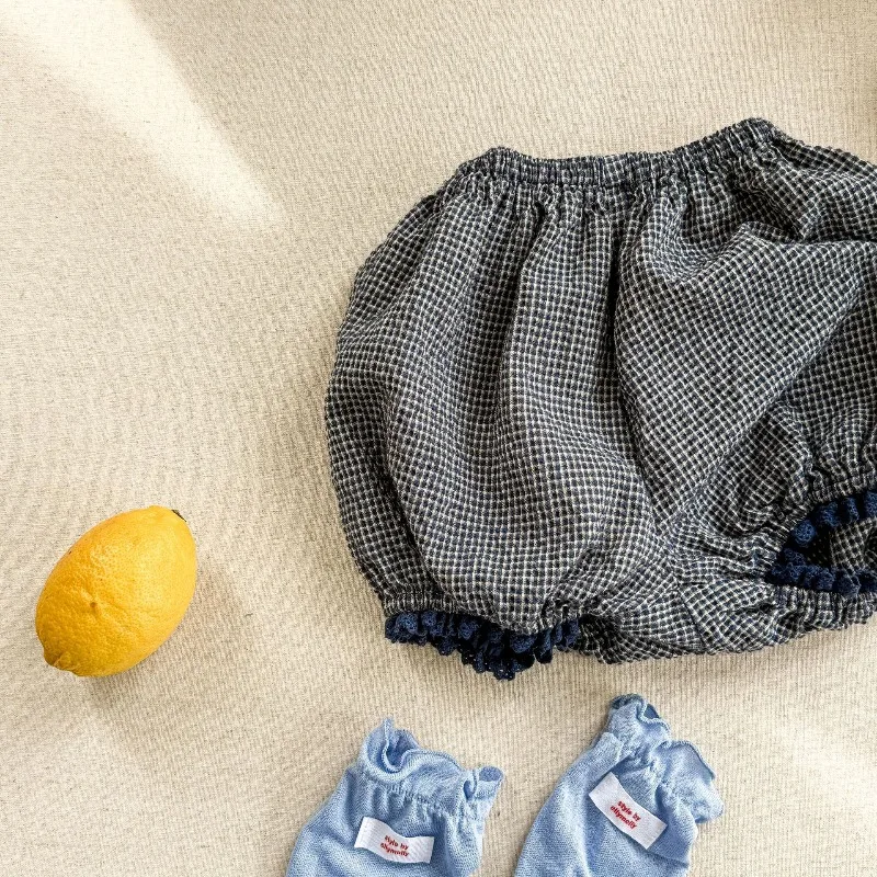 2026 Neue Sommer Kinder Karierte Shorts 1-6 Jahre Süße Baby Mädchen Lockere Lässige Spitzen-Shorts Atmungsaktive Strand-Urlaubsshorts für Kinder – Detail 5