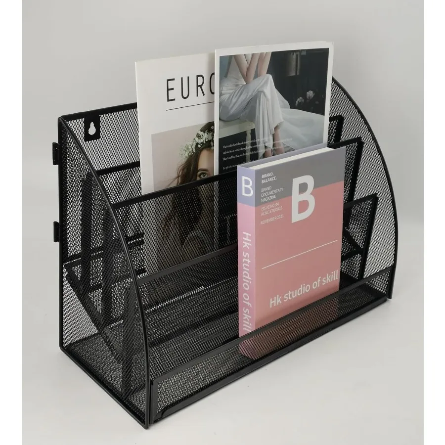 

4-секционный вертикальный органайзер для файлов, настольный органайзер для файлов, сетчатый металлический настольный сортировщик файлов для офиса, класса, настольного органайзера