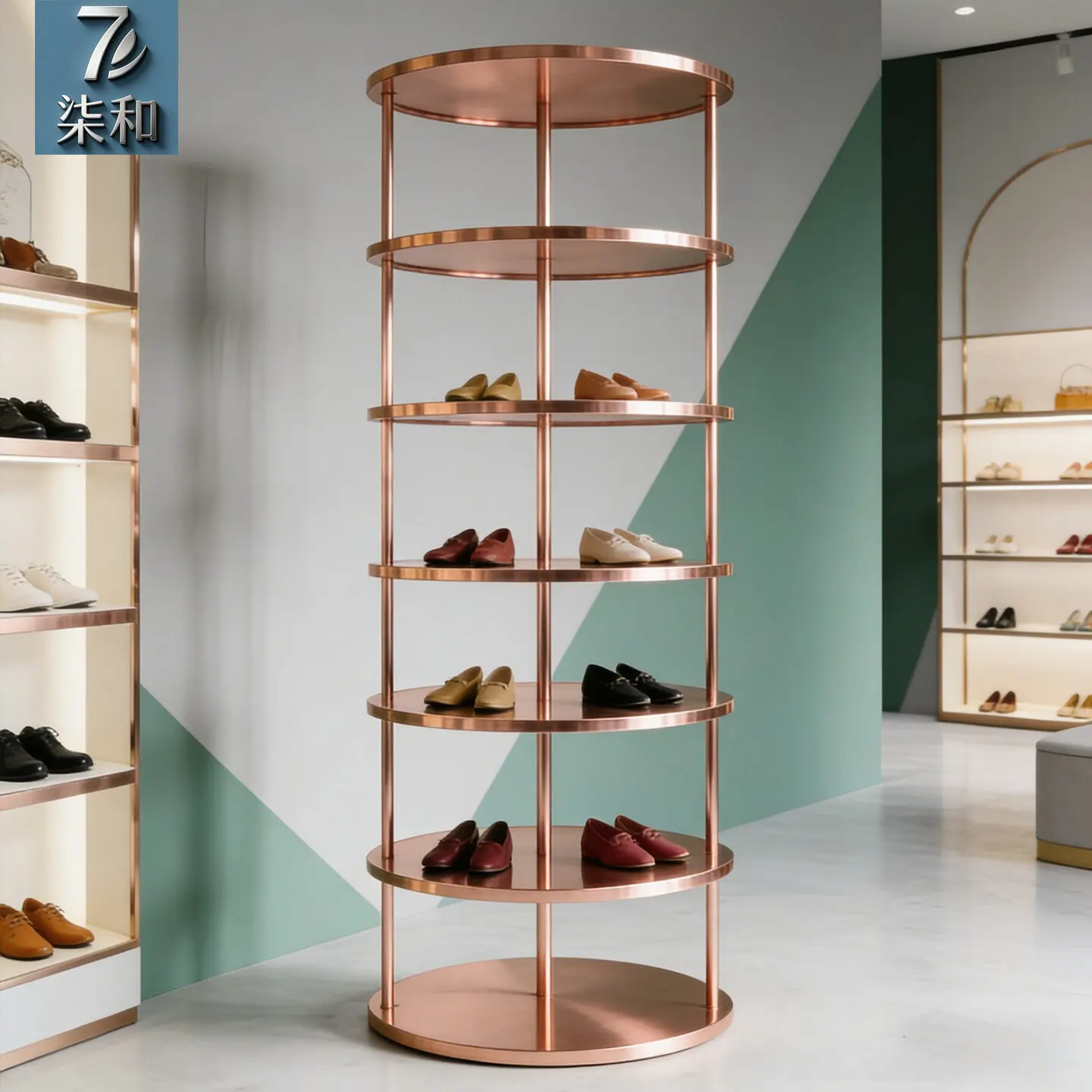 Shoe store shoe rack stainless steel shoe cabinet clothing store bag display rack floor-to-ceiling display rack