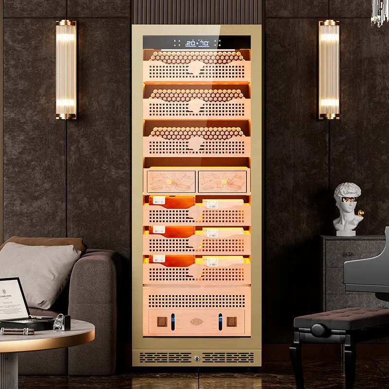 608C Cigar Cabinet Smart WiFi Constant Temperature and Humidity Cedar Wood Alcohol Cleansing Ammonia Compressor Cigar Moisturizi