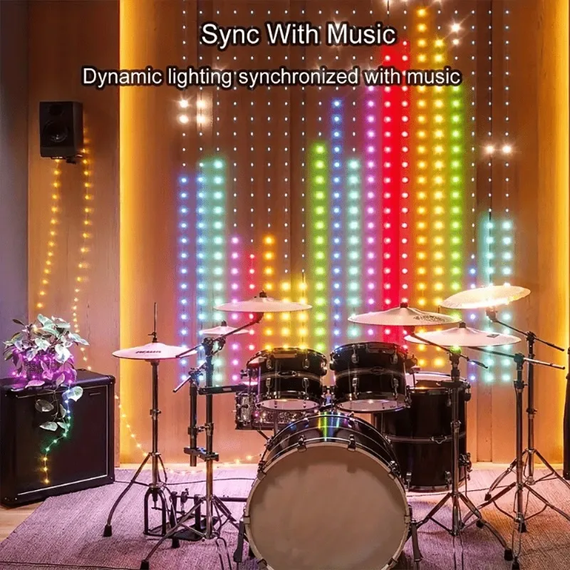 أضواء الستار الذكية MIMIRGB 400LED مع مزامنة الموسيقى والتحكم في التطبيقات، أضواء سلسلة تعمل بالطاقة عبر USB، أضواء عطلات متغيرة الألوان #3