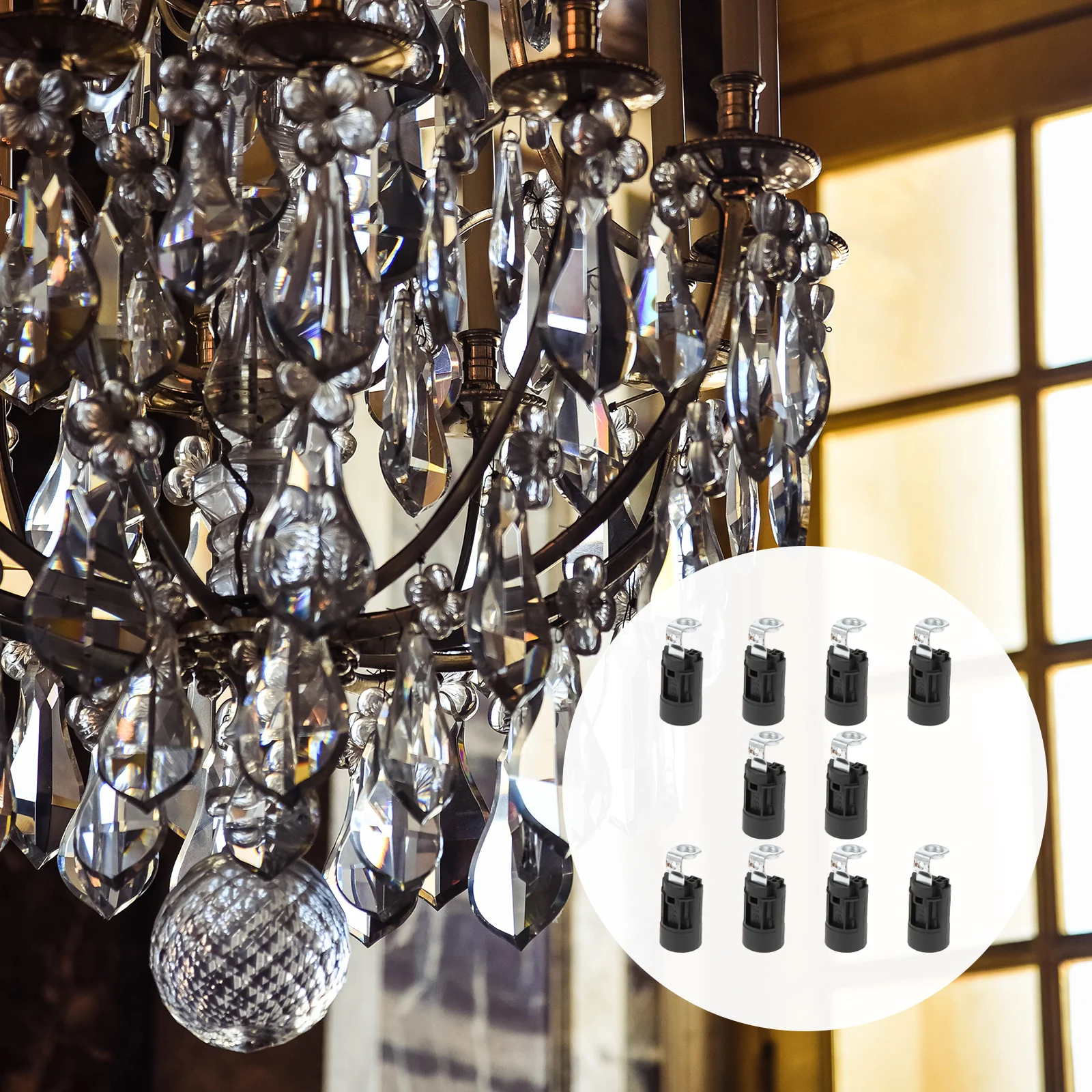 Base de luz E14, estilo portalámparas, materiales de alta calidad, fácil instalación, adecuado para varios tipos de accesorios, 10 Uds.