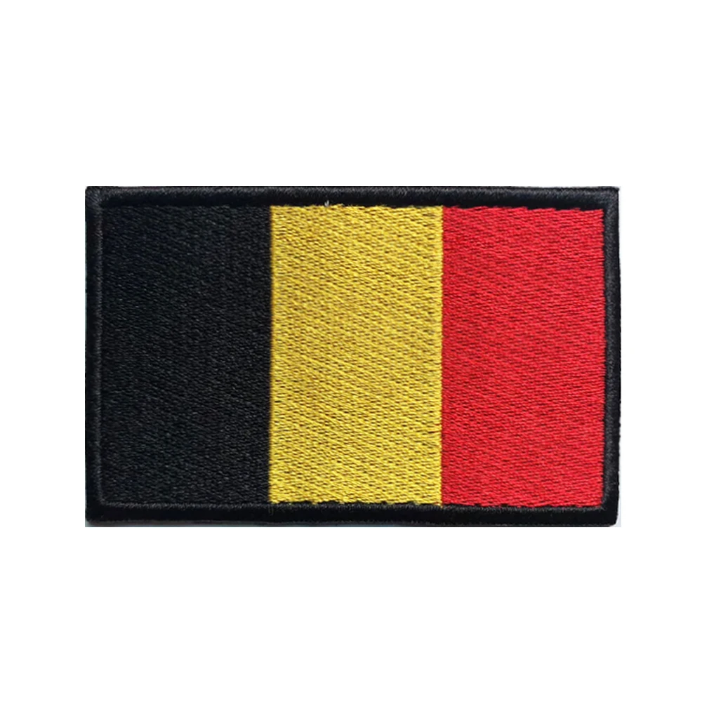 1PC Belgian Flag Belgium Armband Embroidered Patch Hook & Loop Or Iron On Embroidery  Badge Cloth Military Moral Stripe