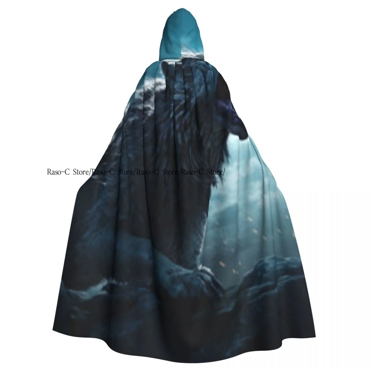 

Unisex Witch Party Reversible Hooded Adult Vampires Cape Cloak Werewolf Howling At The Moon