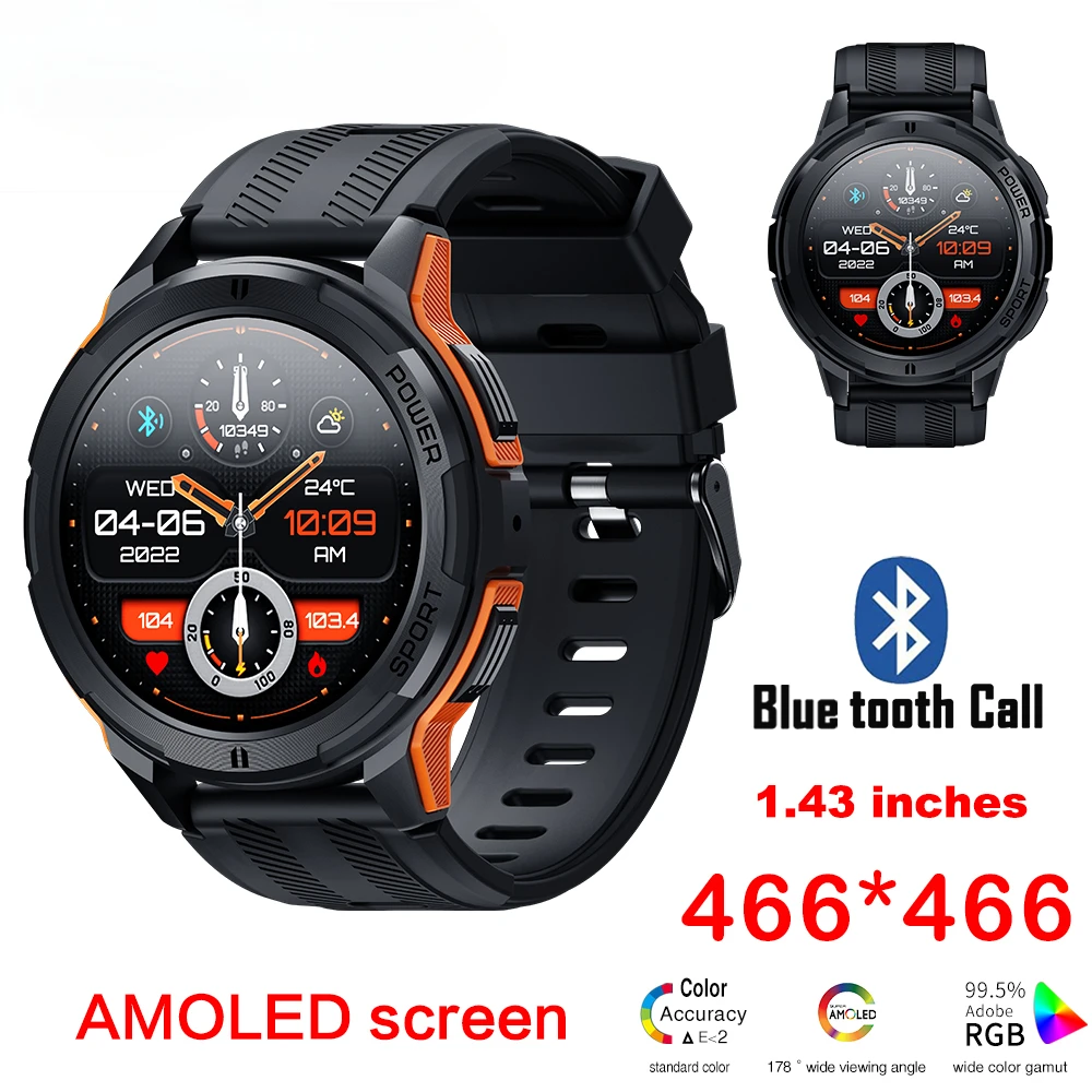 

C25 Premium Smart Watches for Men & Women 1.43 AMOLED Screen 1ATM Waterproof Heart Rate Monitor, Sports Fitness, Blue Tooth Call