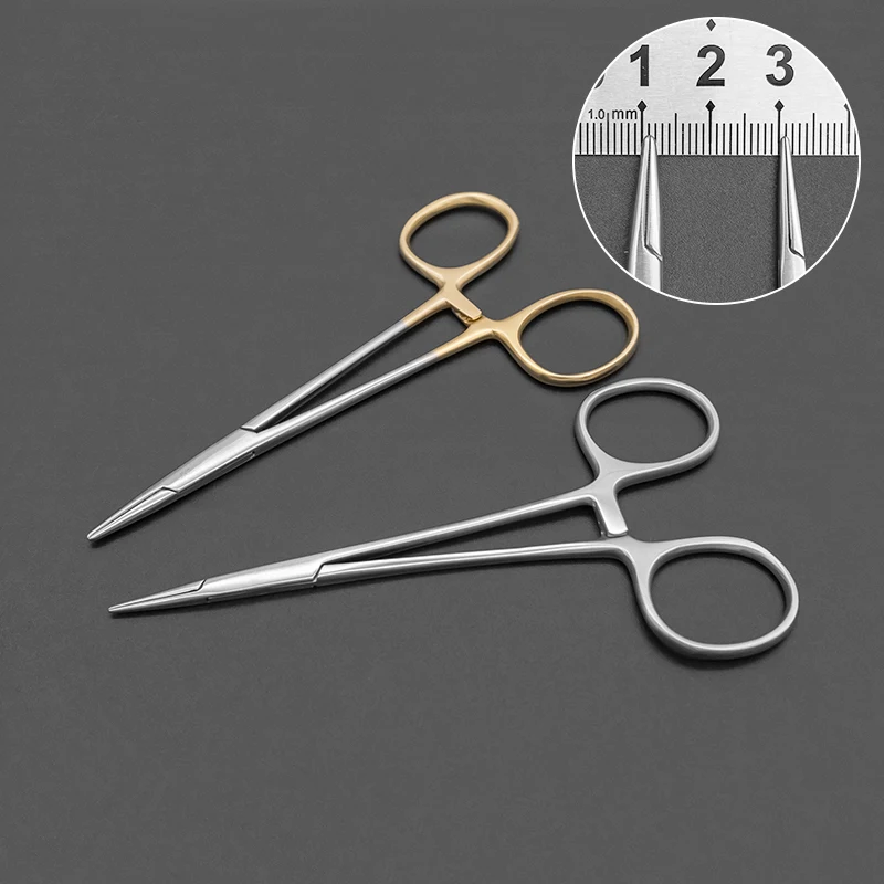 Aço inoxidável Micro-Fine Needle Holder, Suture Needle, Double Eyelid Instrument, tamanho pequeno