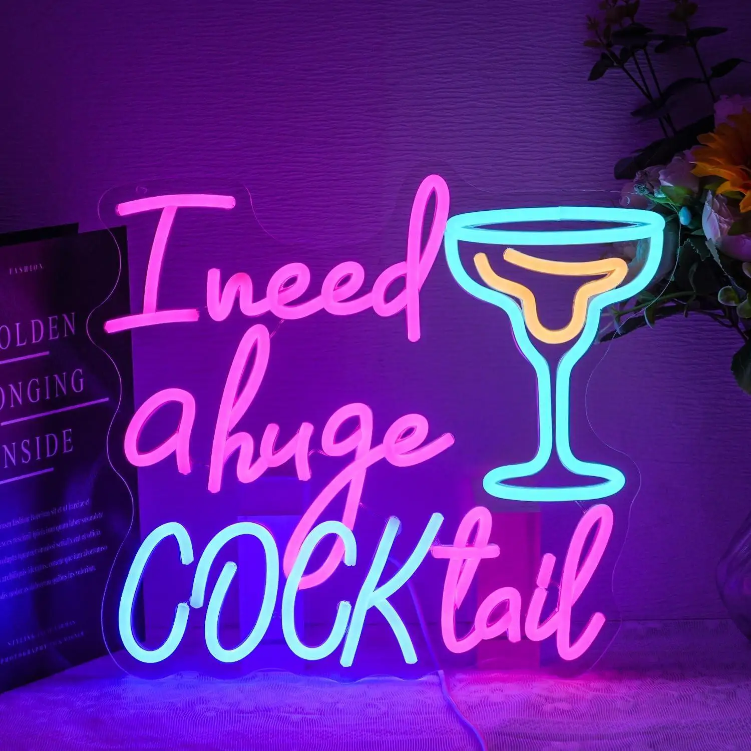 

Неоновая вывеска «I Need a Huge Cocktail» с USB-питанием и регулировкой яркости, светодиодные неоновые светильники для бара, таверны, бистро, магазина, ресторана, декора, бизнеса, вывески для баров