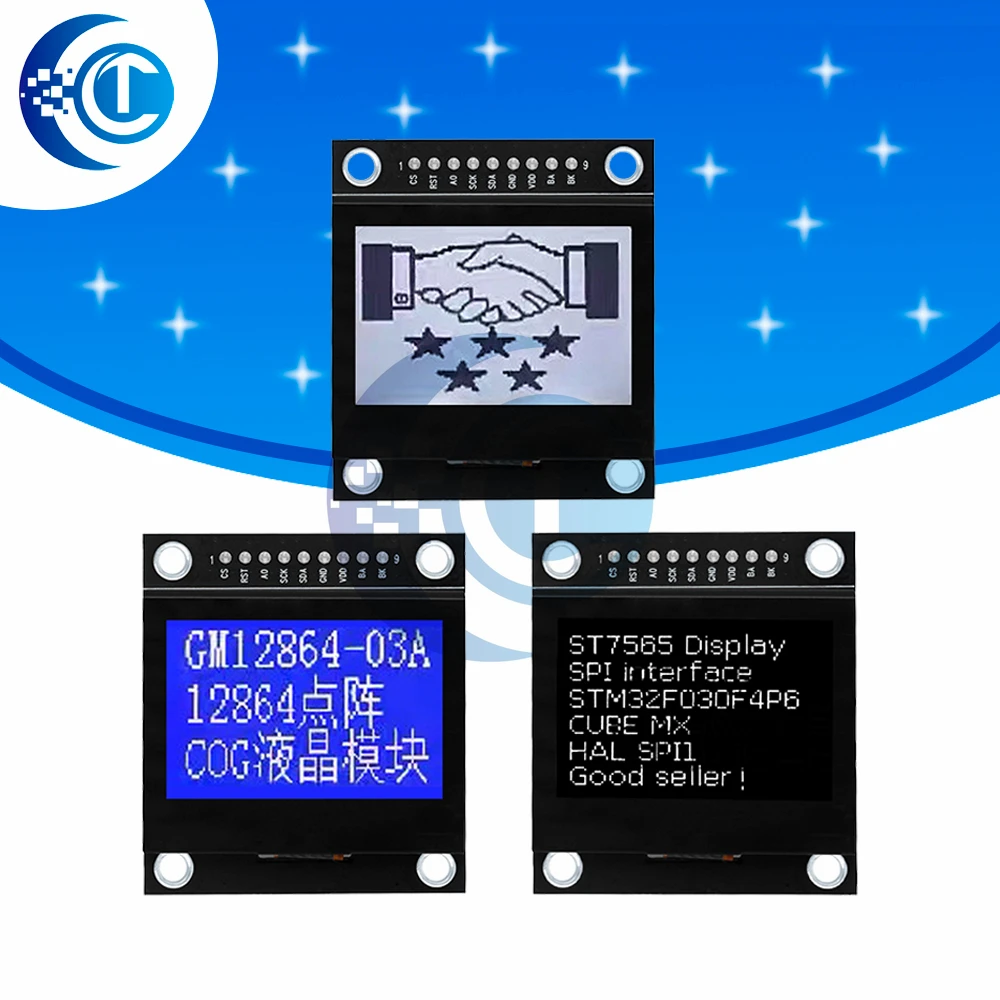 LCD12864-03A 12864 LCD Screen Module: Serial Port, SPI Interface, Iron Frame – Ideal for Arduino