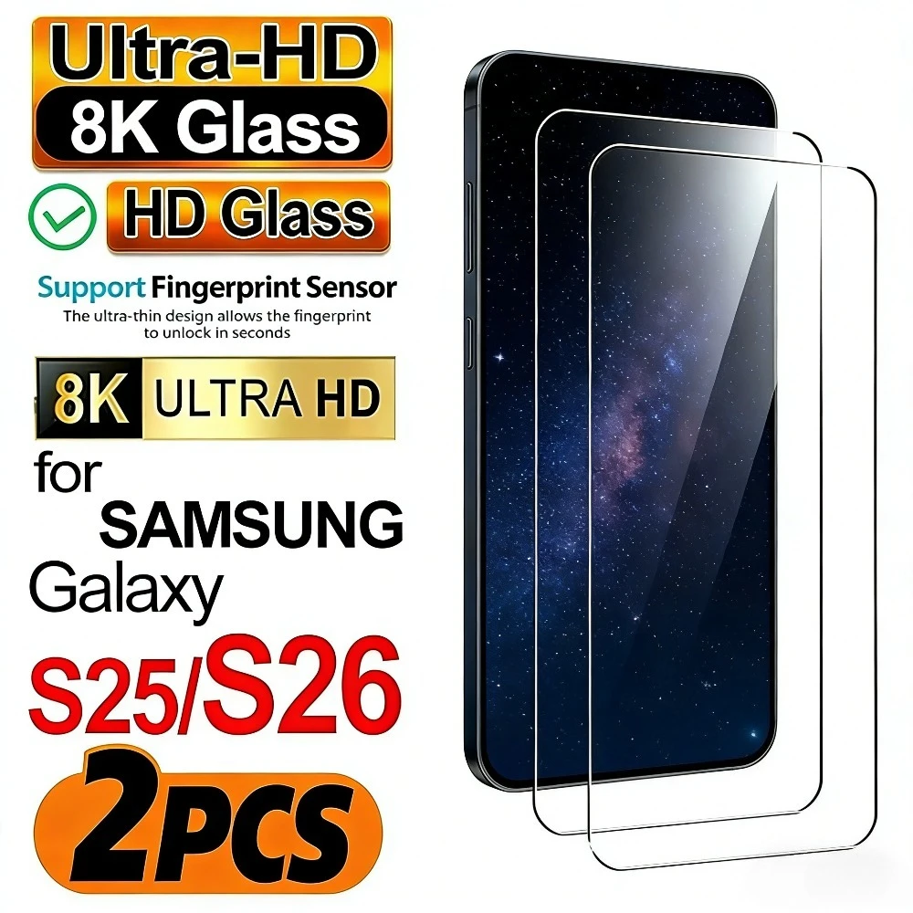 

2Pcs Ultra Clear Screen Protector for Samsung Galaxy S26 S25 S24 Ultra S23 S22 S21 Plus S25 S26 Edge Anti-Scratch Tempered Glass
