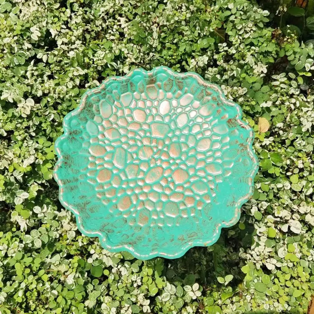 Easy Assembly Bird Bath Metal Bird Feeder Stake with Imitation Leaf Design Waterproof Birdbath Bowl for Garden Decor for Yard