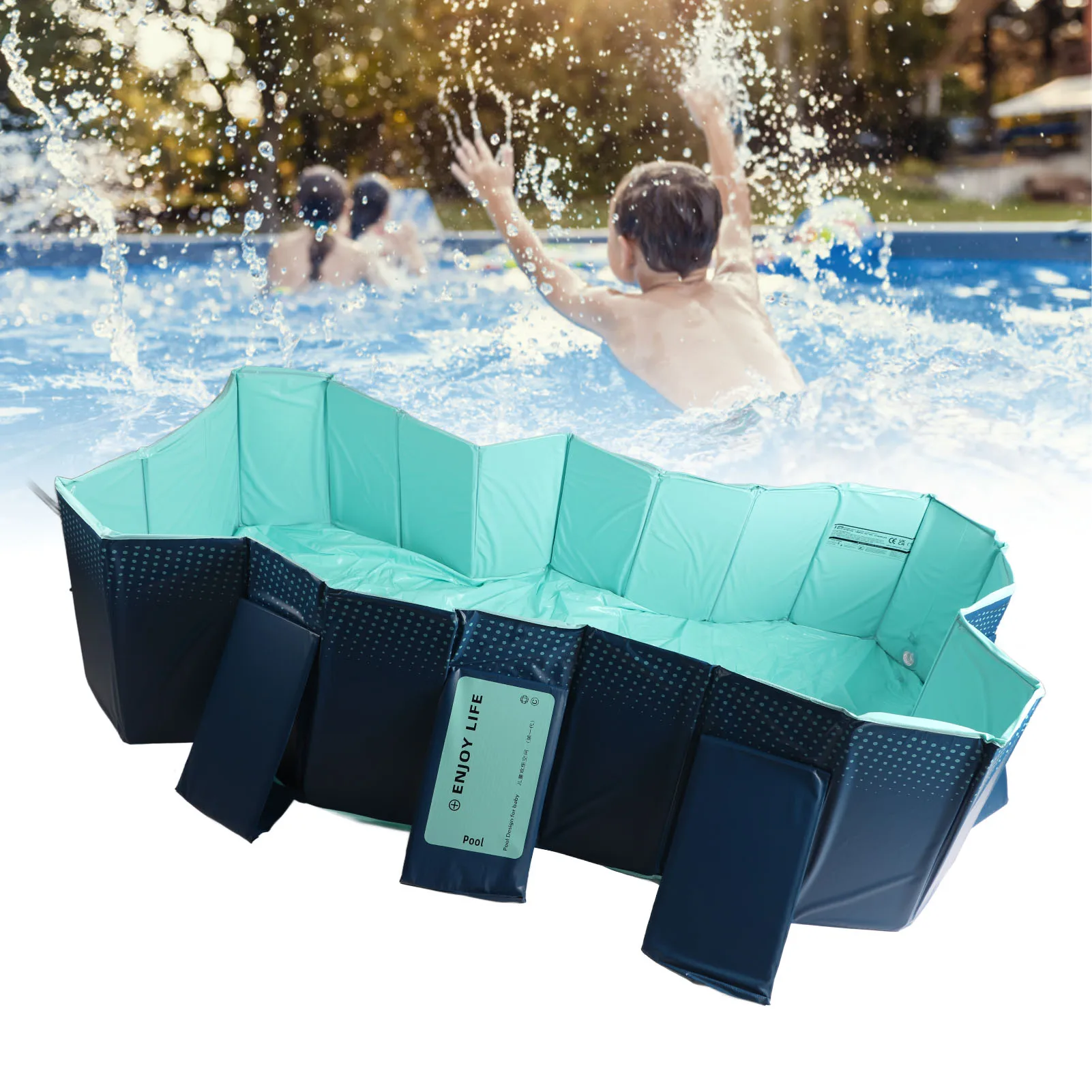 1.6/2m Foldable Swimming Pool Folding Oversize Bath Pool Inflation Free Home Outdoor Accessories