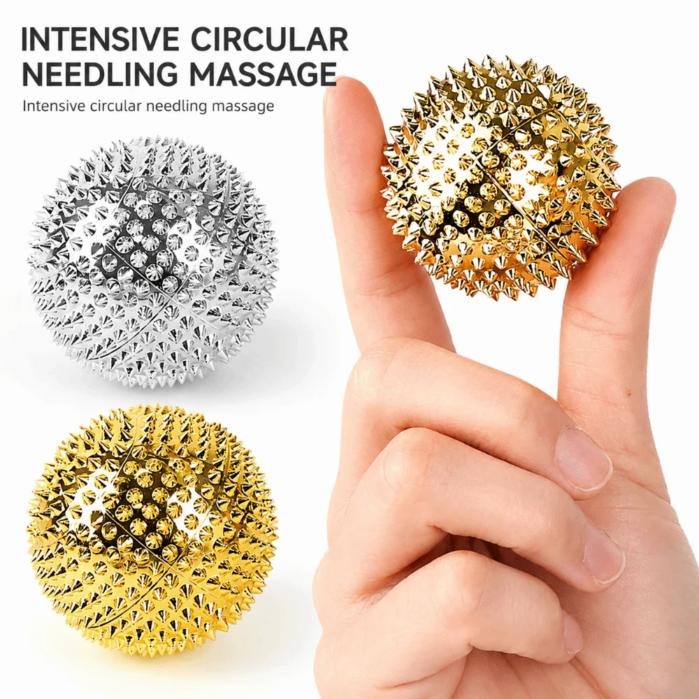 2 Stück ABS Hartmaterial Magnetische Massagebälle mit Stacheliger Oberfläche Eingebauter Magnet Fitness-Therapie-Ball Akupunktur-Massageball