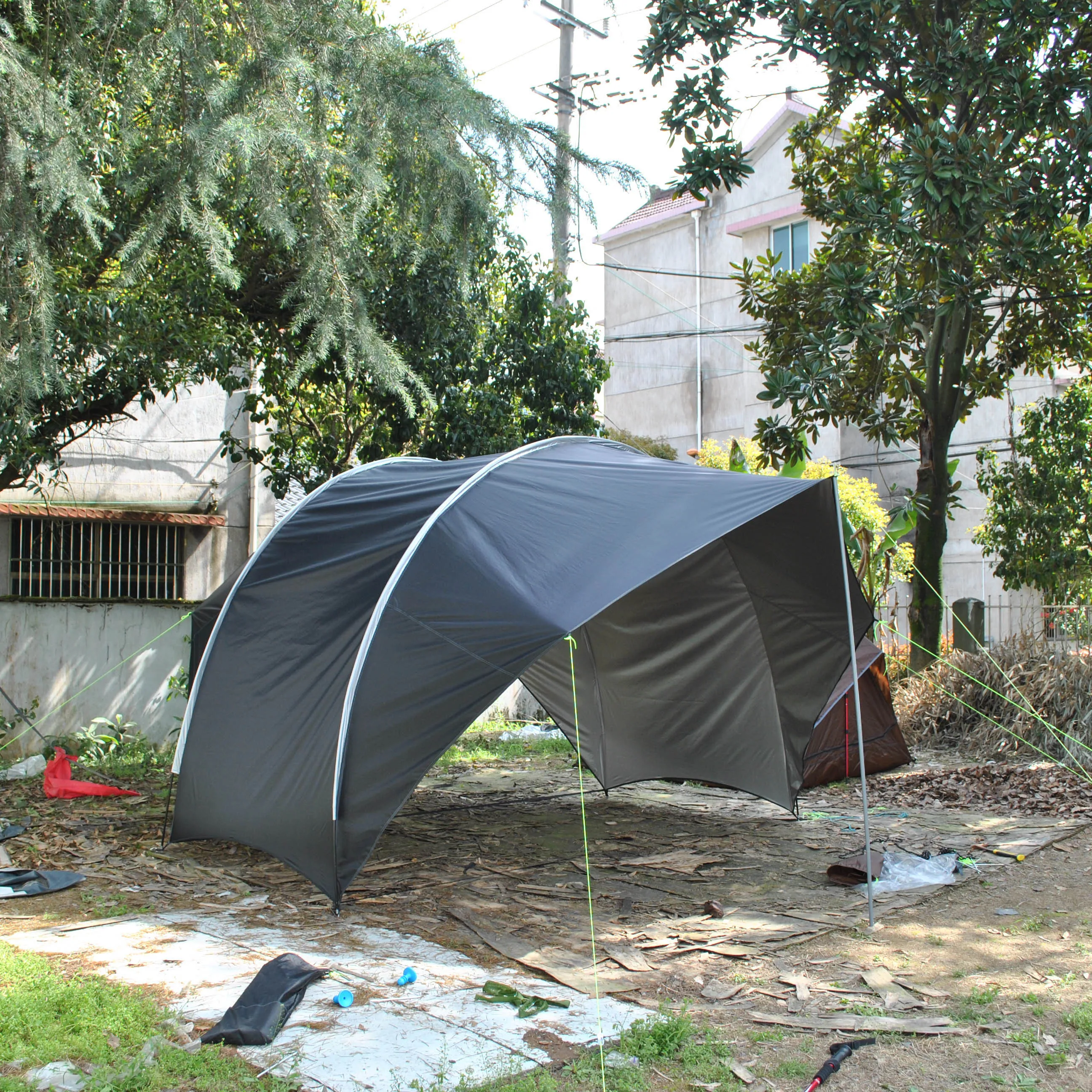 CZX-577 Black shell tarp,Roadhouse Tarp, Camping & Overland Shelter Protects from Rain & Sun,camping canopy,shell beach tent