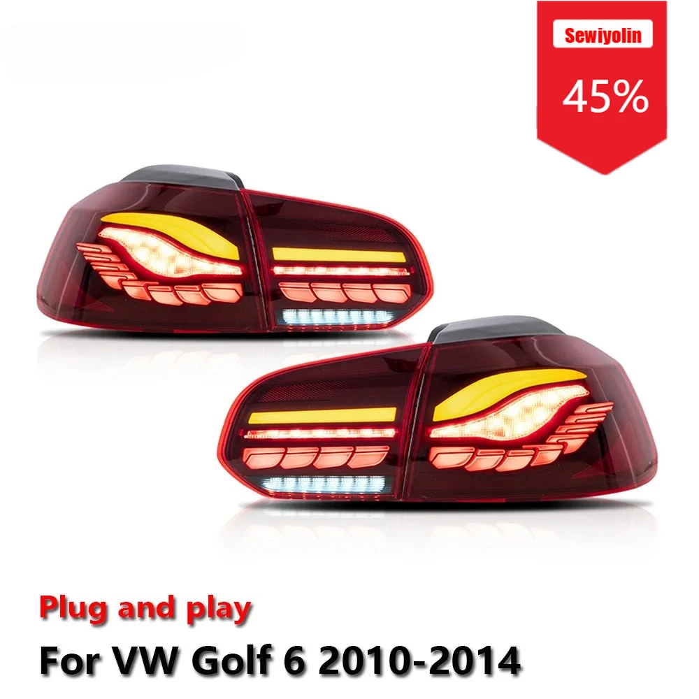 

Sewiyolin Car LED Tail Light Assemblies For VW Golf 6 2010-2014 Auto Fog DRL Brake Turn Signal Lamp Plug and Play