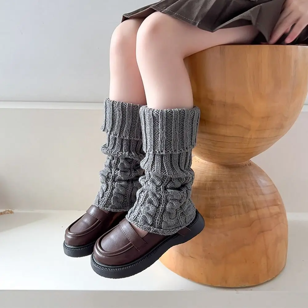

Japanese Style Children's Twist Leg Warmers Harajuku Balletcore Knitted Leg Cover Woolen Pile Socks Leg Socks Autumn/Winter