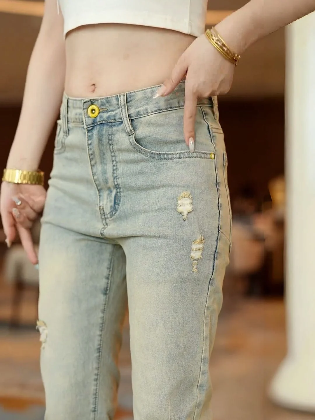 

Мужские джинсы с зауженной талией в стиле ретро, летние тонкие прямые длинные брюки, 2025 г., дышащие повседневные модные городские джинсы