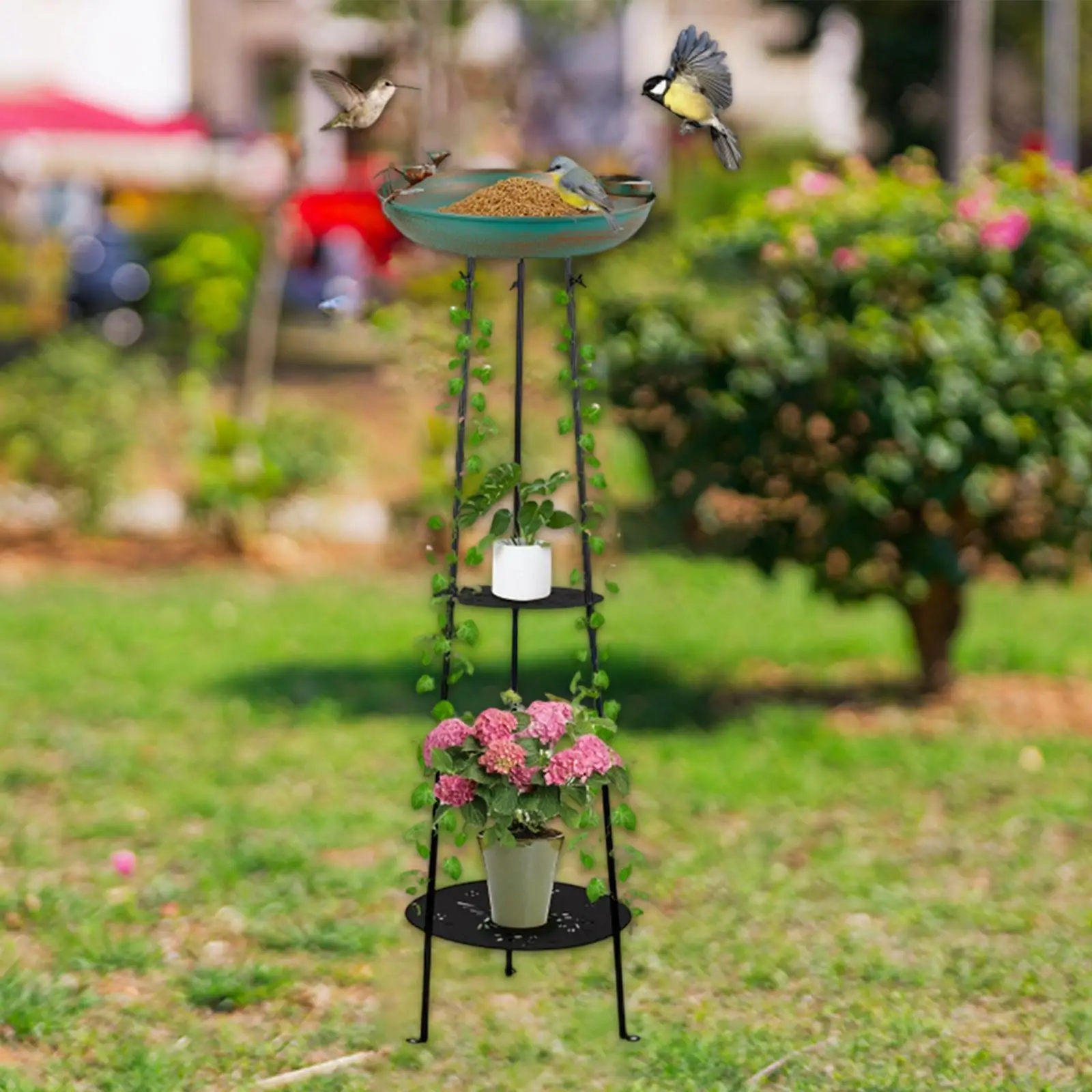 

Garden Tripod Stand with Bird Bath Feeder Decorative Craft Sturdy Bird Basin