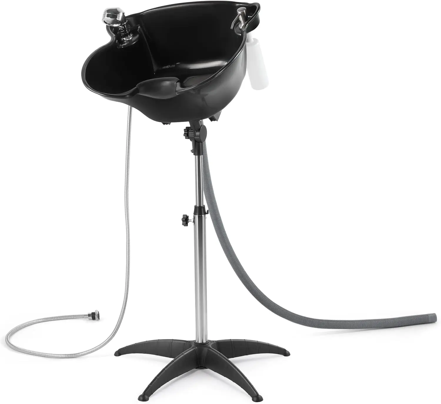 

Shampoo Bowl Portable Salon Sink with Adjustable Height and Drain; Sprinkler with Switch Hair Washing Basin Salon Chair Barber