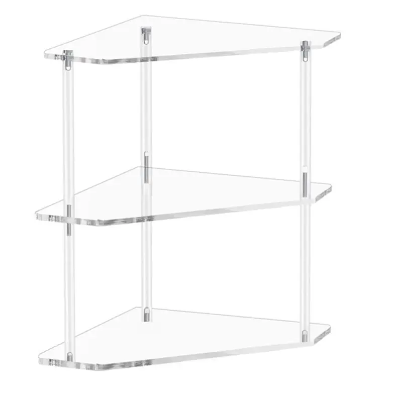 a21q-アクリル三角形エンドテーブル-3段コーナーサイドテーブル-リビングルーム、寝室、バスルーム用の小さなコーナーテーブル