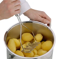 Stainless Steel Potato Masher Manual Fruit Vegetable Pressure Mud Machine Kitchen Children Food Crusher Complementary Gadget