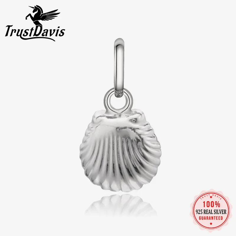 TrustDavis Real 925 Sterling Silver Pendant Handmade DIY Necklace Bracelet Accessories Fine Shell Shape Silver 925 Jewelry HY527