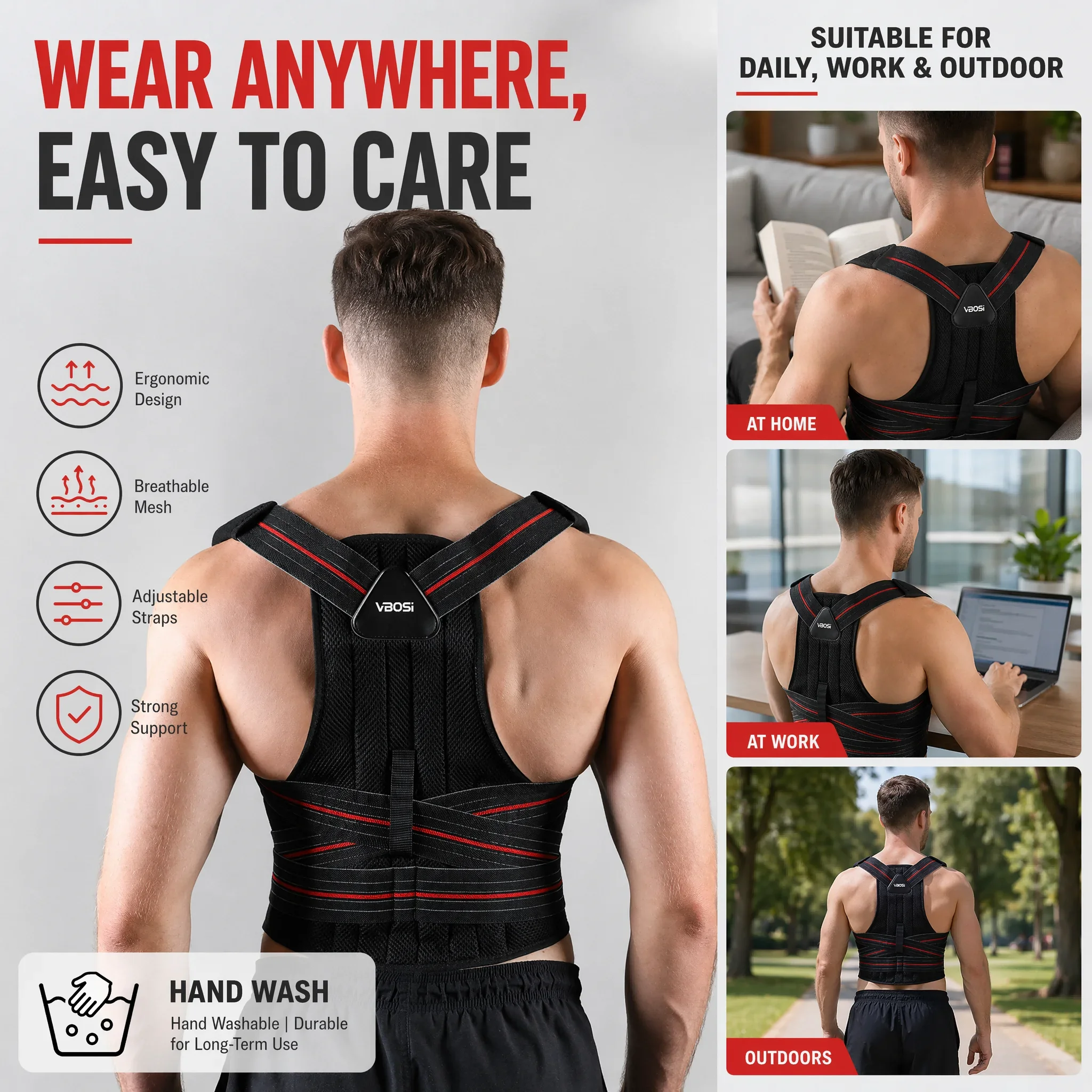 Back Posture Corrector Brace Adjustable Shoulder Support Belt for Men Women Humpback Relief Spine Alignment Back Straightening view 6