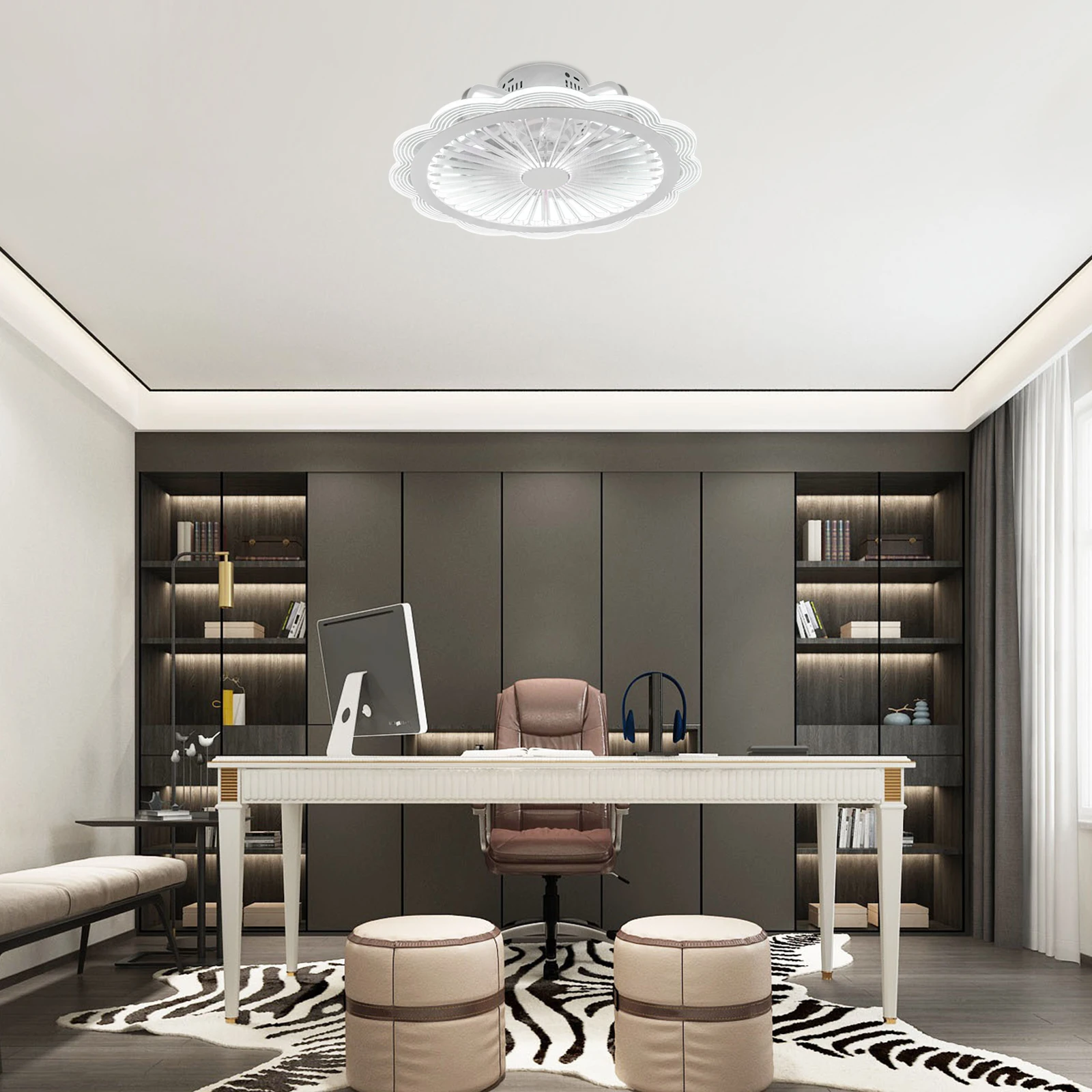 الحديثة بسيطة LED مروحة السقف أضواء دوران الهواء ختم مروحة كهربائية عن بعد يعتم مروحة ضوء لغرفة النوم غرفة المعيشة مروحة #1