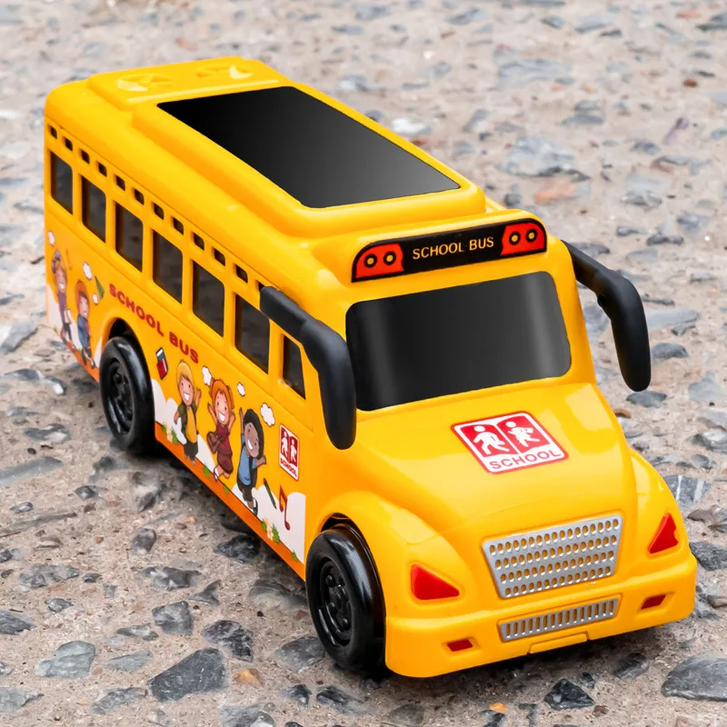 3D Light/Music Simulation School Bus/Police Car Bus Toy Car Model, Inertia Anti Drop Abs Children's Toy, XT213