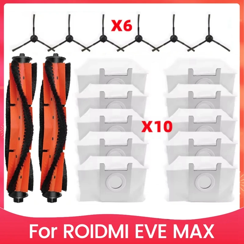 18 قطعة من فلتر الفرشاة ومجموعة أكياس الغبار لقطع غيار ملحقات المكنسة الكهربائية ROIDMI EVE MAX