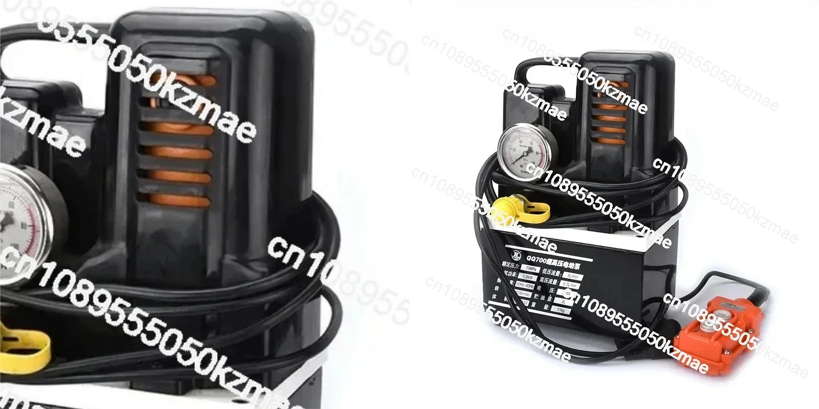 Compact 220V Hydraulic Power Unit, QQ700 Ultra-High Pressure Electric Oil Pump with Integrated Solenoid Valve & Foot Pedal Contr